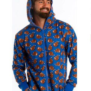 💙🏈🦃Shinesty Thanksgiving Football Hooded Onesie - Size L 💙🏈🦃